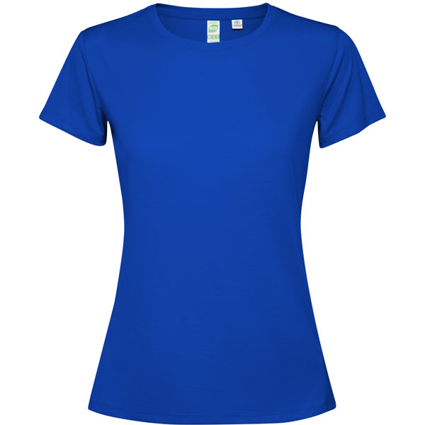 Camiseta técnica ESTORIL WOMAN en color royal, personalización a medida en Gráficas Hugo