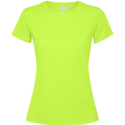Camiseta técnica ESTORIL WOMAN personalizable online — verde fluor, taller en Madrid