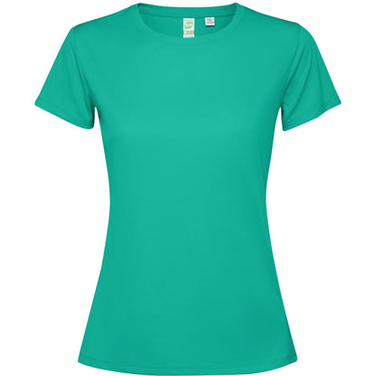 Camiseta técnica ESTORIL WOMAN en color jade, personalización a medida en Gráficas Hugo