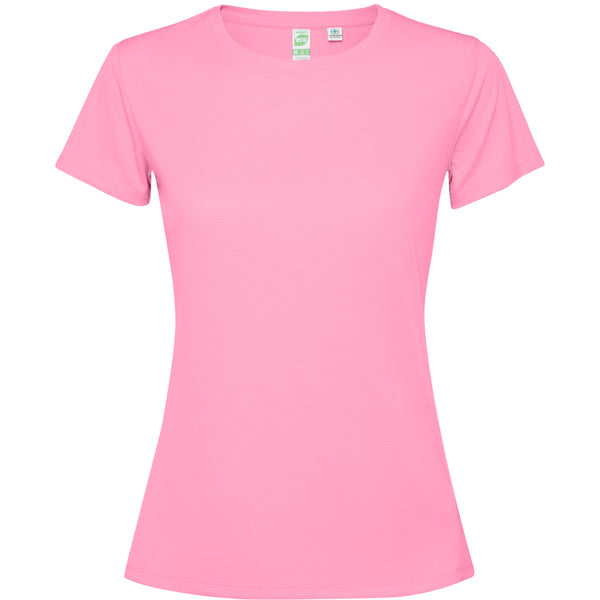 Camiseta técnica ESTORIL WOMAN personalizable online — rosa seda, taller en Madrid