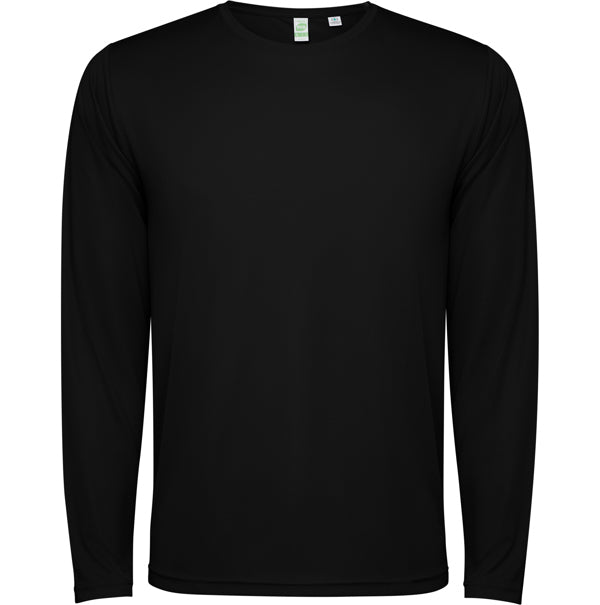Camiseta técnica ESTORIL L/S en color negro para personalizar con tu logo, nombre o foto