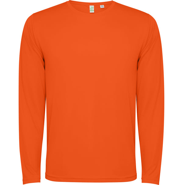 Camiseta técnica ESTORIL L/S personalizable online — naranja fuego, taller en Madrid
