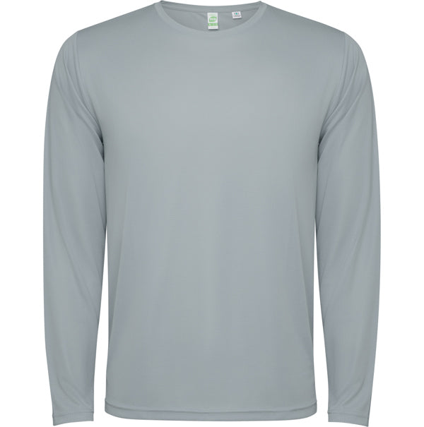 Camiseta técnica ESTORIL L/S en color gris para personalizar con tu logo, nombre o foto