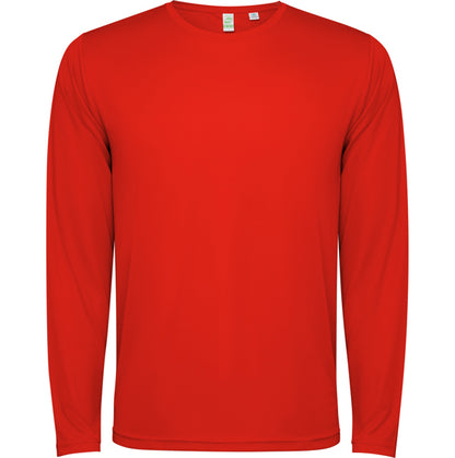 Camiseta técnica ESTORIL L/S en color rojo — estampación y bordado de tu diseño