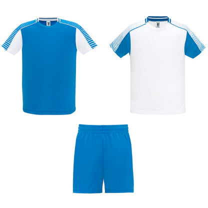 Conjunto Deportivo JUVE en color blanco/royal para personalizar con tu logo, nombre o foto