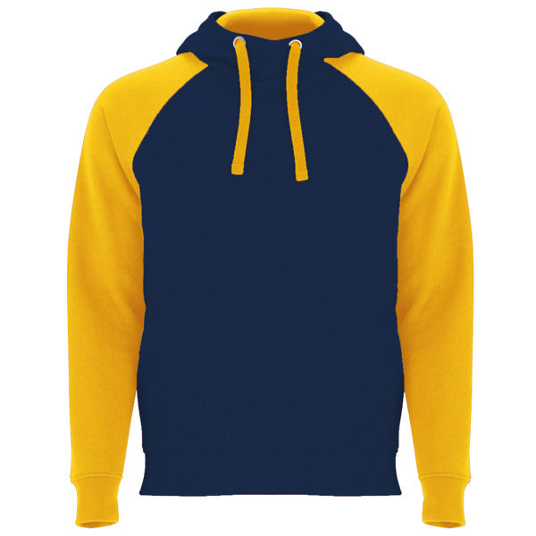 Sudadera BADET en color azul cobalto/amarillo golden, personalización a medida en Gráficas Hugo