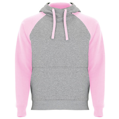 Sudadera BADET en color gris vigore/rosa claro, personalización a medida en Gráficas Hugo