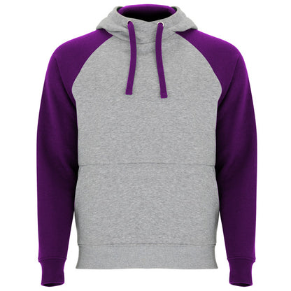 Sudadera BADET en color gris vigore/purpura, personalización a medida en Gráficas Hugo