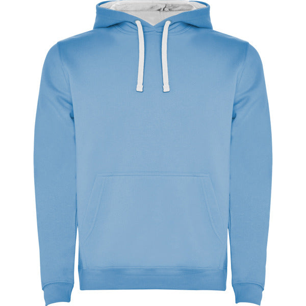 Sudadera URBAN en color celeste/blanco, personalización a medida en Gráficas Hugo