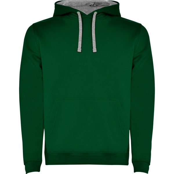 Sudadera URBAN en color verde botella/gris vigore — estampación y bordado de tu diseño