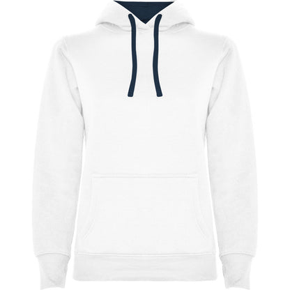 Sudadera URBAN WOMAN en color blanco/marino, personalización a medida en Gráficas Hugo