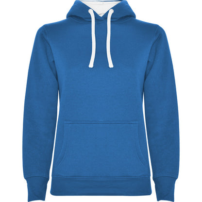 Sudadera URBAN WOMAN en color royal/blanco, personalización a medida en Gráficas Hugo