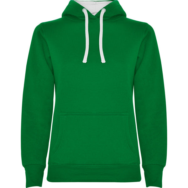 Sudadera URBAN WOMAN en color verde kelly/blanco para personalizar con tu logo, nombre o foto