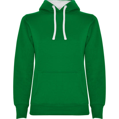 Sudadera URBAN WOMAN en color verde kelly/blanco para personalizar con tu logo, nombre o foto