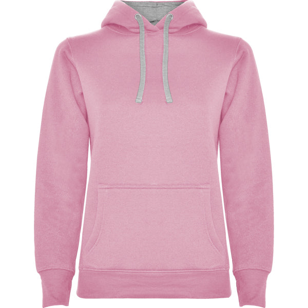 Sudadera URBAN WOMAN en color rosa claro/gris vigore, personalización a medida en Gráficas Hugo