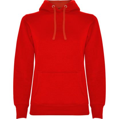 Sudadera URBAN WOMAN en color rojo — estampación y bordado de tu diseño