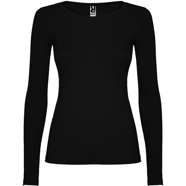 Camiseta manga larga EXTREME WOMAN en color negro — estampación y bordado de tu diseño