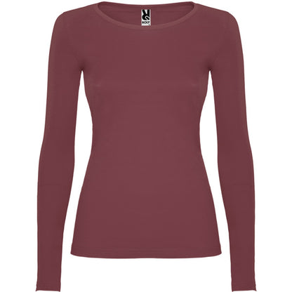 Camiseta manga larga EXTREME WOMAN en color rojo baya, personalización a medida en Crea41