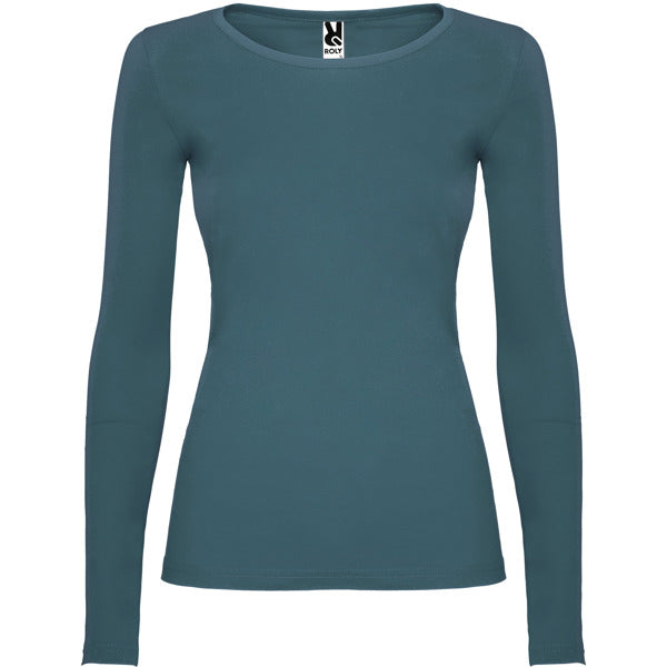 Camiseta manga larga EXTREME WOMAN en color azul tormenta — estampación y bordado de tu diseño
