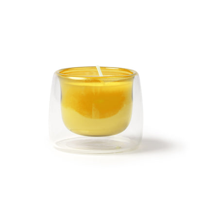 Velas FLORA en color amarillo para personalizar con tu logo, nombre o foto