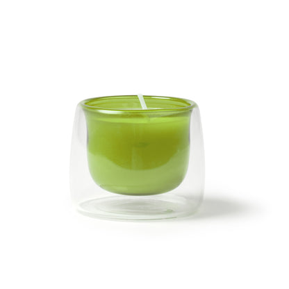 Velas FLORA en color verde helecho — impresión personalizada de tu logo