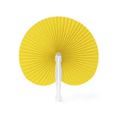 Abanicos KAORI en color amarillo — impresión personalizada de tu logo