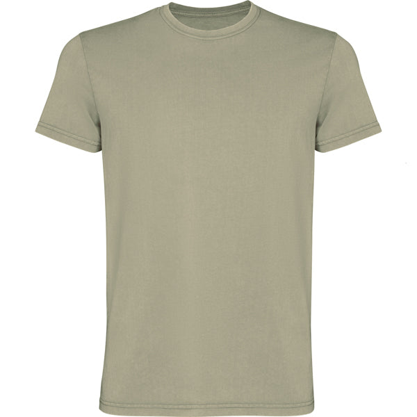 Camiseta manga corta CORGI en color kaki claro lavado — estampación y bordado de tu diseño