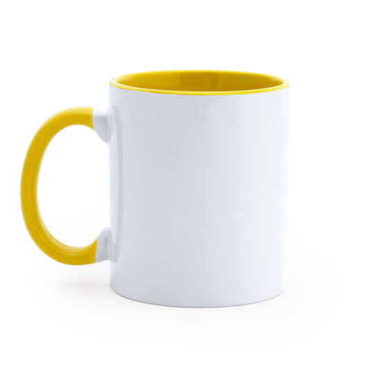 Taza MANGO en color blanco/amarillo, personalización a medida en Crea41