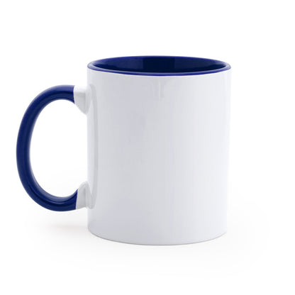 Taza MANGO en color blanco/royal — impresión personalizada de tu logo