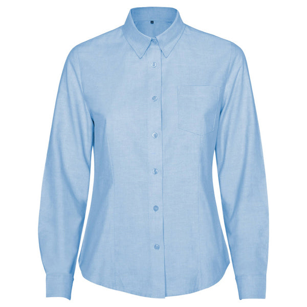 Camisa OXFORD WOMAN personalizable online — celeste, taller en Madrid