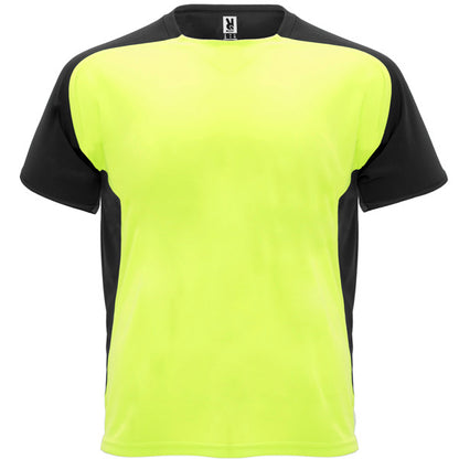Camiseta técnica BUGATTI en color amarillo fluor/ negro, personalización a medida en Gráficas Hugo