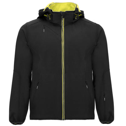 Softshell SIBERIA en color negro/lima punch — estampación y bordado de tu diseño