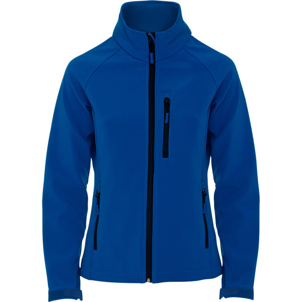 Softshell ANTARTIDA WOMAN en color royal — estampación y bordado de tu diseño