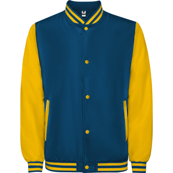Chaqueta CALIFORNIA en color azul cobalto/amarillo golden, personalización a medida en Crea41