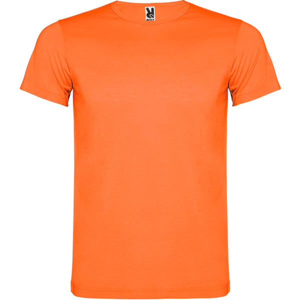 Camiseta manga corta AKITA en color naranja fluor, personalización a medida en Gráficas Hugo