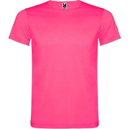 Camiseta manga corta AKITA en color rosa fluor — estampación y bordado de tu diseño