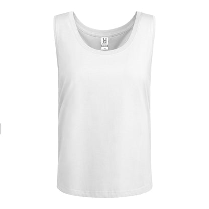 Camiseta de tirantes NARA en color blanco — estampación y bordado de tu diseño