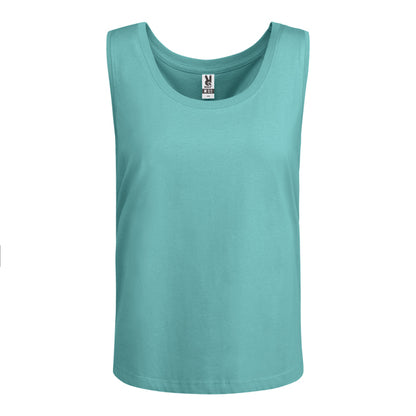 Camiseta de tirantes NARA personalizable online — azul dusty, taller en Madrid