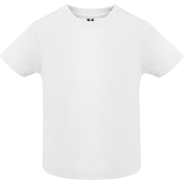 Camiseta manga corta BABY en color blanco para personalizar con tu logo, nombre o foto