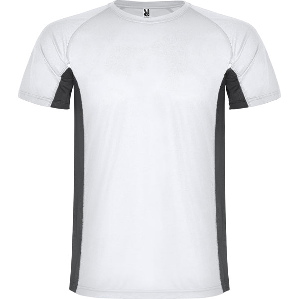 Camiseta técnica SHANGHAI en color blanco/plomo oscuro para personalizar con tu logo, nombre o foto