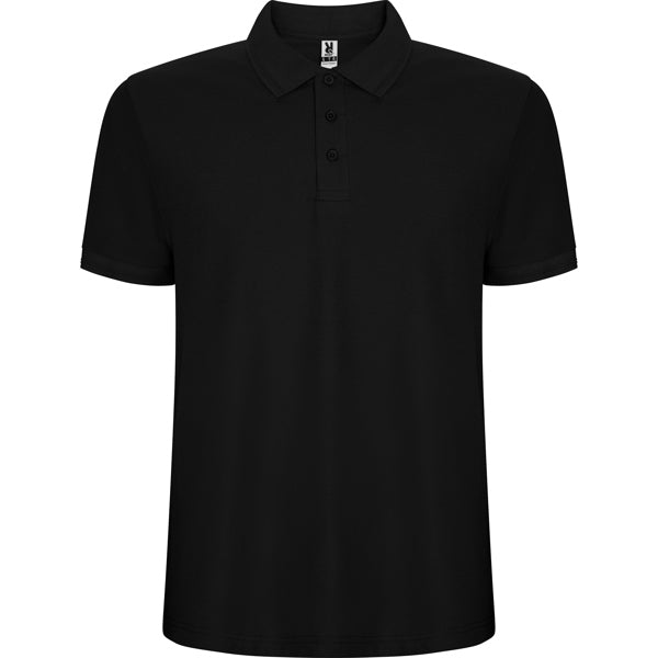 Polo manga corta PEGASO PREMIUM en color negro, personalización a medida en Gráficas Hugo