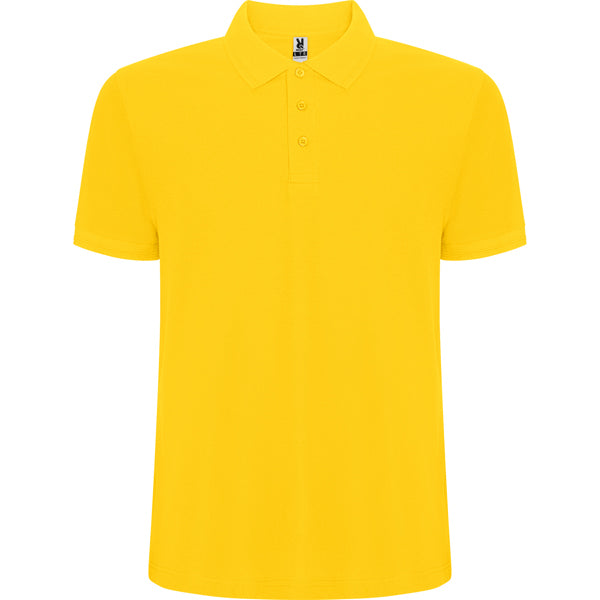 Polo manga corta PEGASO PREMIUM en color amarillo — estampación y bordado de tu diseño