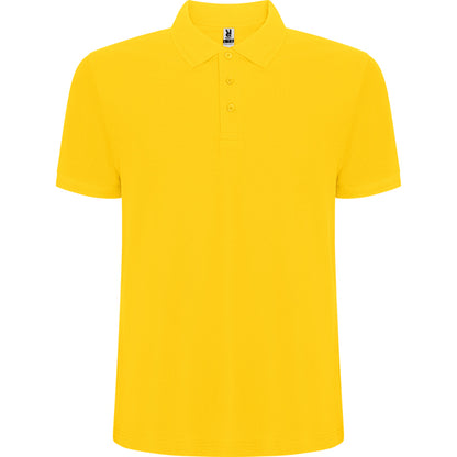 Polo manga corta PEGASO PREMIUM en color amarillo — estampación y bordado de tu diseño
