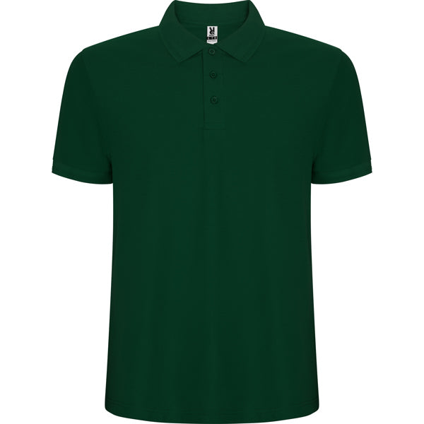 Polo manga corta PEGASO PREMIUM en color verde botella, personalización a medida en Gráficas Hugo