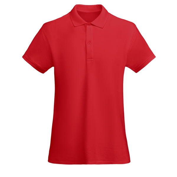 Polo manga corta PRINCE WOMAN en color rojo — estampación y bordado de tu diseño