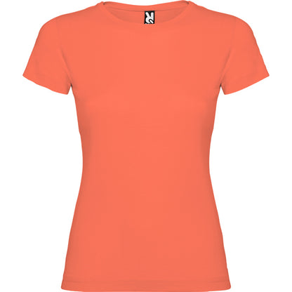 Camiseta manga corta JAMAICA en color coral — estampación y bordado de tu diseño