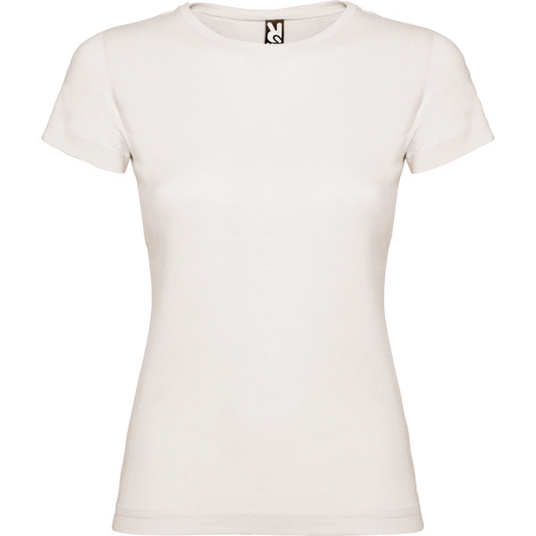 Camiseta manga corta JAMAICA personalizable online — blanco vintage, taller en Madrid