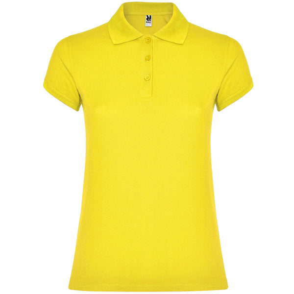 Polo manga corta STAR WOMAN en color amarillo para personalizar con tu logo, nombre o foto