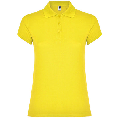 Polo manga corta STAR WOMAN en color amarillo para personalizar con tu logo, nombre o foto