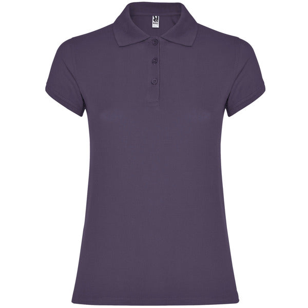 Polo manga corta STAR WOMAN en color lila, personalización a medida en Crea41